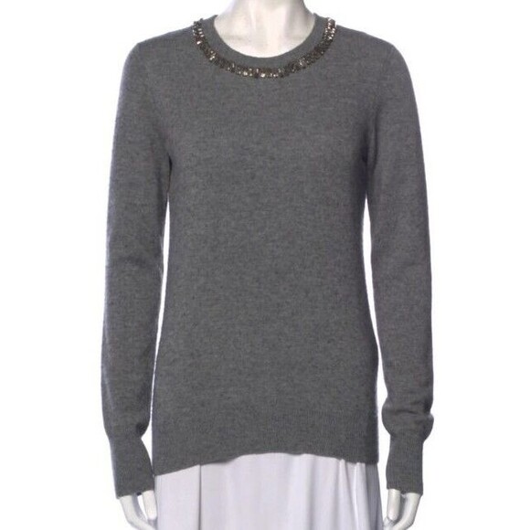 Equipment 'Shane' Embellished $359 Sweater in HEATHER GRAY XS wool Cashmere EUC - Picture 2 of 12